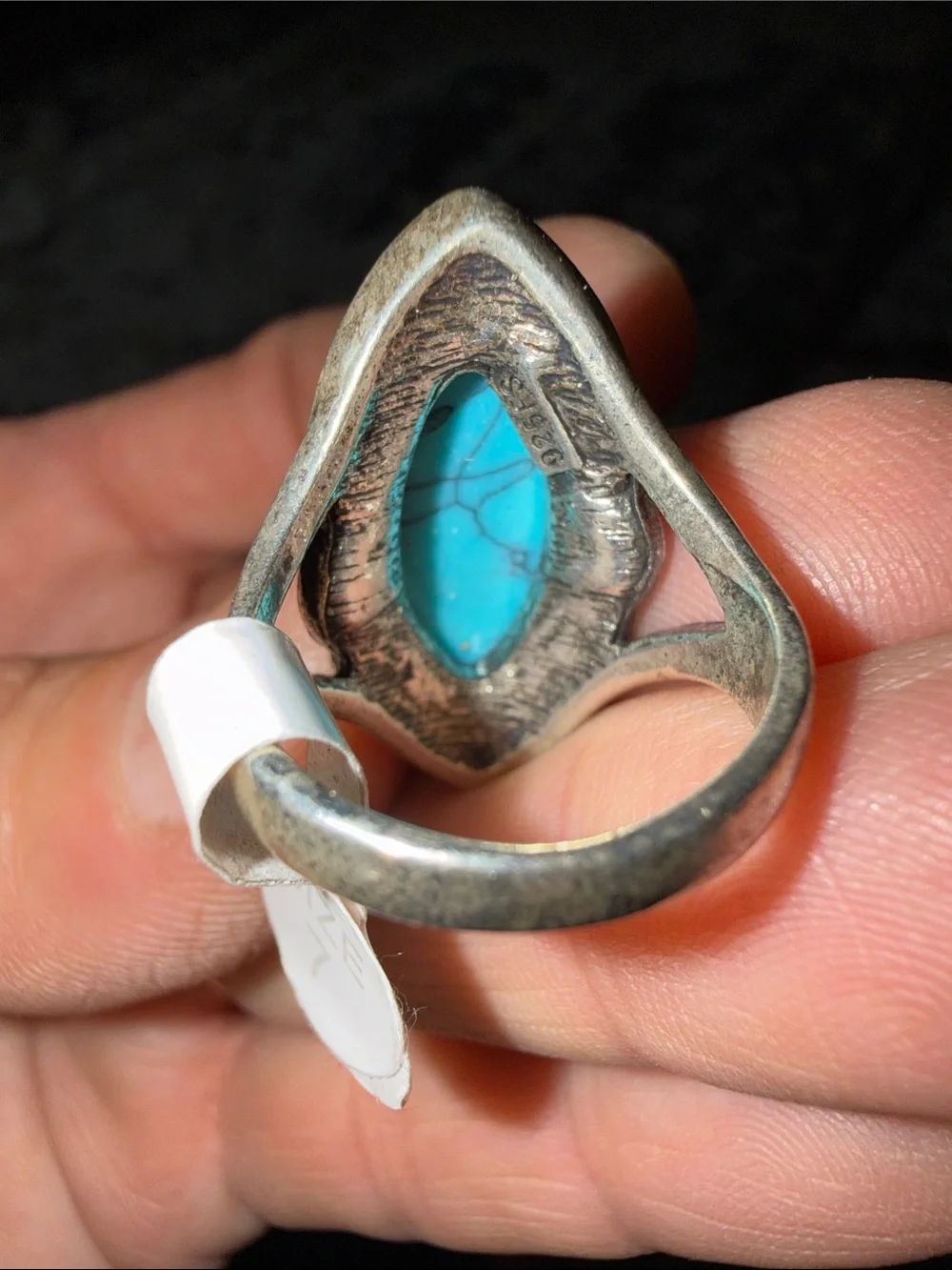 Turquoise Stone Silver Ring - Blue Gem Statement Ring